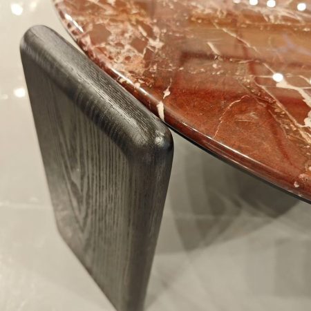 Bàn Trà Đá Marble Đỏ Tím Gỗ Sồi Tối Giản