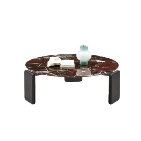 Bàn Trà Đá Marble Đỏ Tím Gỗ Sồi Tối Giản