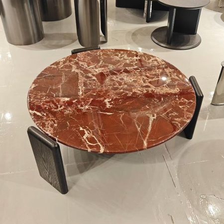 Bàn Trà Đá Marble Đỏ Tím Gỗ Sồi Tối Giản