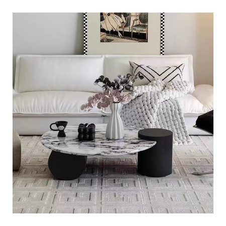 Bàn Trà Đá Marble Gỗ Tự Nhiên Phong Cách Pháp Cao Cấp