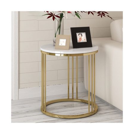 Bàn Trà Đá Marble Hiện Đại Chân Kim Loại Gấp Gọn
