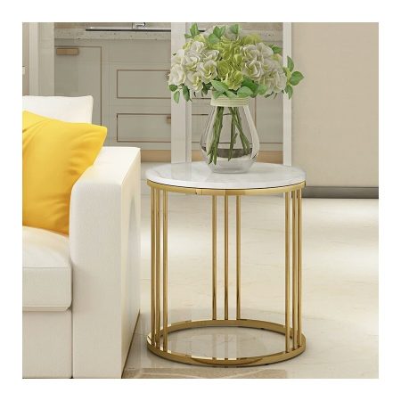 Bàn Trà Đá Marble Hiện Đại Chân Kim Loại Gấp Gọn