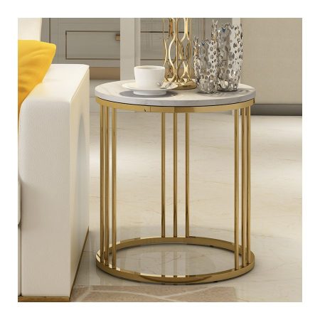 Bàn Trà Đá Marble Hiện Đại Chân Kim Loại Gấp Gọn