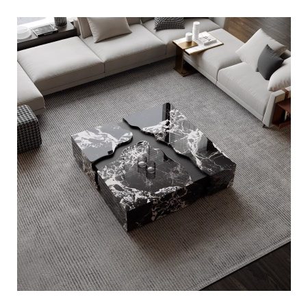 Bàn Trà Đá Marble Khung Gỗ Tối Giản Sang Trọng