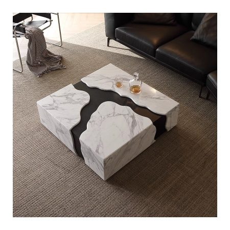 Bàn Trà Đá Marble Khung Gỗ Tối Giản Sang Trọng