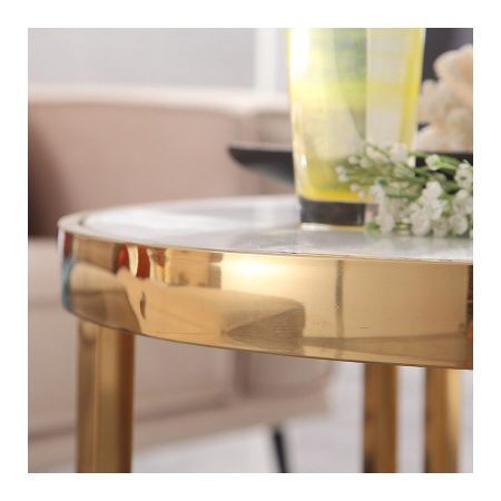 Bàn Trà Đá Marble Tròn Khung Inox Thiết Kế Tối Giản