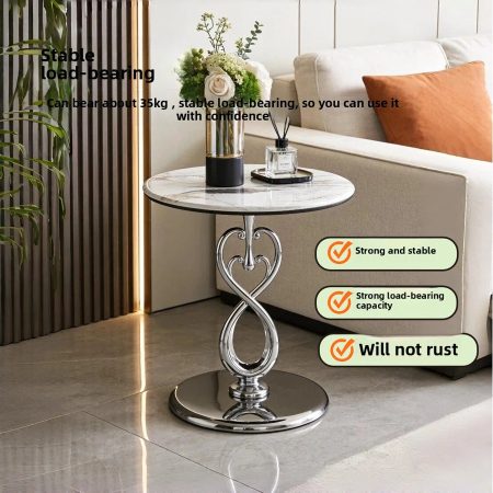 Bàn Trà Đá Nhân Tạo Khung Kim Loại Di Động Phong Cách Sang Trọng