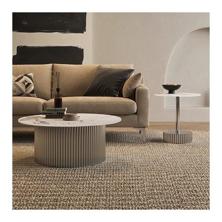 Bàn Trà Đá Sintered Cao Cấp Màu Trắng Hiện Đại