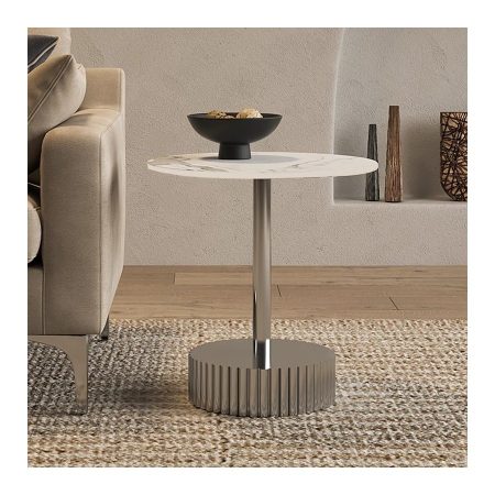 Bàn Trà Đá Sintered Cao Cấp Màu Trắng Hiện Đại