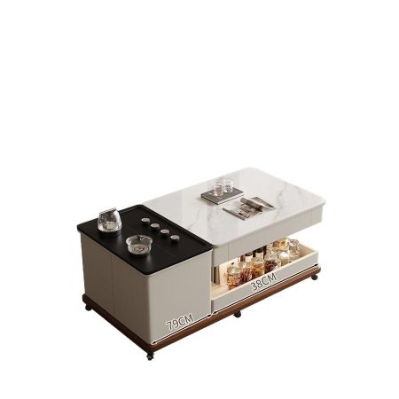 Bàn Trà Đá Sintered Di Động Có Ngăn Chứa Ẩn