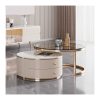 Bàn Trà Đá Sintered Hiện Đại Khung Kim Loại Có Ngăn Kéo
