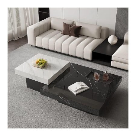 Bàn Trà Đá Sintered Hình Vuông Chống Xước Chân Gỗ Bàn Trà Đá Sintered Hình Vuông Chống Xước Chân Gỗ