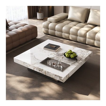 Bàn Trà Đá Tối Giản Gỗ Tùy Chỉnh Có Ngăn Kéo