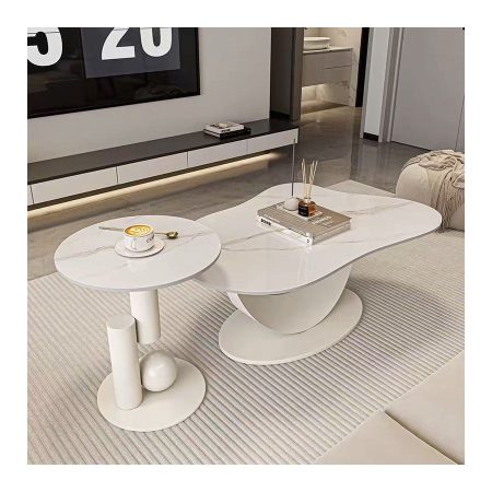 Bàn Trà Đá Trắng Hiện Đại Tối Giản Sang Trọng