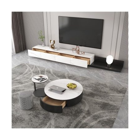 Bàn Trà Đá Tròn Mở Rộng Hiện Đại Có Ngăn Kéo Bàn Trà Đá Tròn Mở Rộng Hiện Đại Có Ngăn Kéo