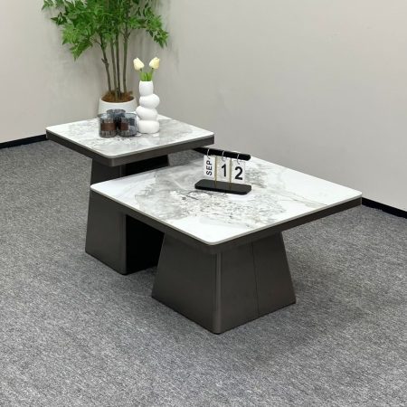 Bàn Trà Đá Tự Nhiên Khung Kim Loại Thiết Kế Sang Trọng