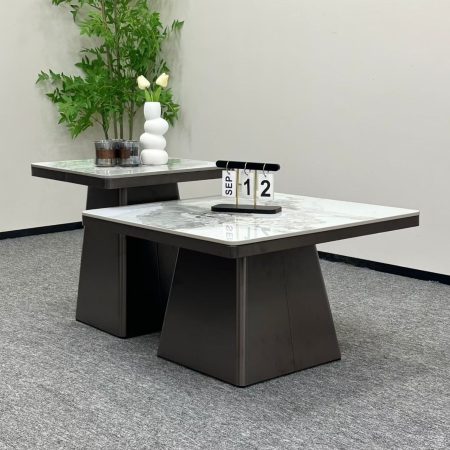 Bàn Trà Đá Tự Nhiên Khung Kim Loại Thiết Kế Sang Trọng