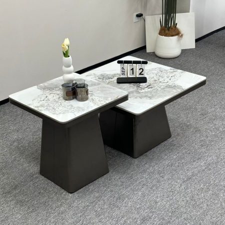 Bàn Trà Đá Tự Nhiên Khung Kim Loại Thiết Kế Sang Trọng