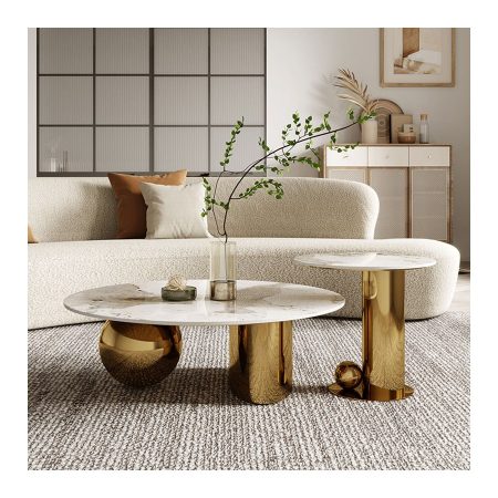 Bàn Trà Đá Tự Nhiên Khung Thép Hiện Đại