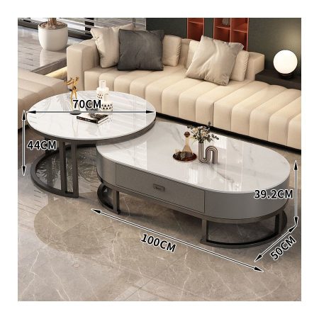 Bàn Trà Đá Tự Nhiên Khung Thép Không Gỉ Thiết Kế Hiện Đại