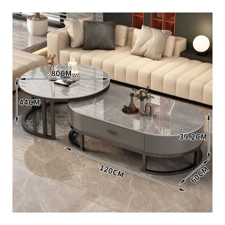 Bàn Trà Đá Tự Nhiên Khung Thép Không Gỉ Thiết Kế Hiện Đại