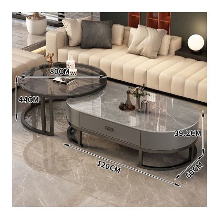 Bàn Trà Đá Tự Nhiên Khung Thép Không Gỉ Thiết Kế Hiện Đại