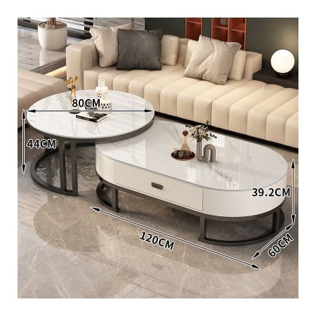 Bàn Trà Đá Tự Nhiên Khung Thép Không Gỉ Thiết Kế Hiện Đại