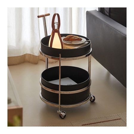 Bàn Trà Di Động Bằng Thép Không Gỉ Da Bò Sang Trọng