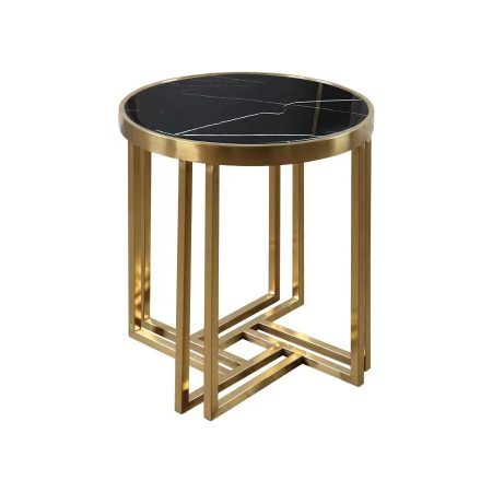 Bàn Trà Gấp Xoay Bằng Thép Không Gỉ Mặt Đá Tối Giản
