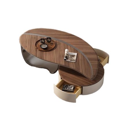 Bàn Trà Gỗ Óc Chó Hiện Đại Hình Oval Cho Phòng Khách