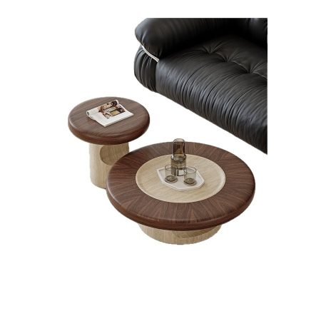 Bàn Trà Gỗ Tự Nhiên Bề Mặt Đá Travertine Hiện Đại