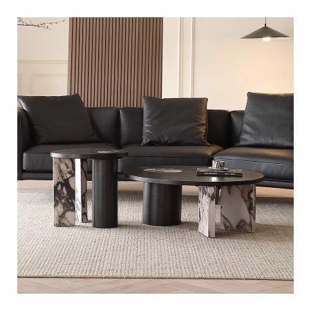 Bàn Trà Gỗ Tự Nhiên Đá Marble Phong Cách Pháp