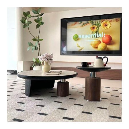 Bàn Trà Gỗ Tự Nhiên Đá Travertine Tối Giản Cao Cấp