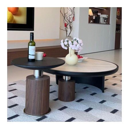Bàn Trà Gỗ Tự Nhiên Đá Travertine Tối Giản Cao Cấp