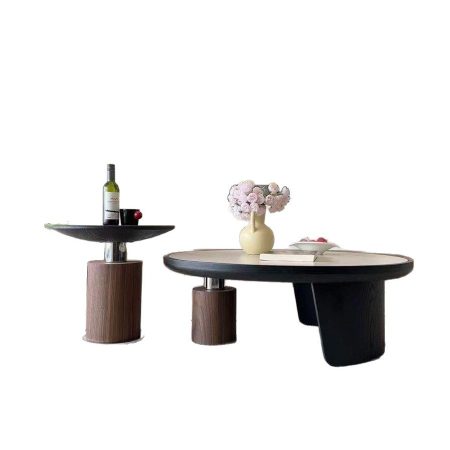 Bàn Trà Gỗ Tự Nhiên Đá Travertine Tối Giản Cao Cấp
