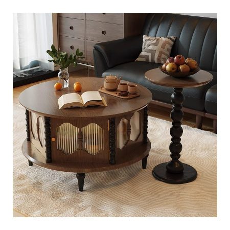 Bàn Trà Gỗ Tự Nhiên Hiện Đại Wabi-Sabi Có Ngăn Chứa
