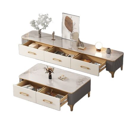 Bàn Trà Gỗ Tự Nhiên Kết Hợp Kính Chịu Lực Thiết Kế Tối Giản
