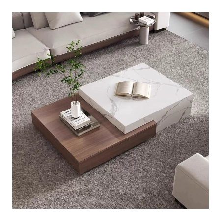 Bàn Trà Hiện Đại Chất Liệu Đá Marble Và Gỗ Óc Chó