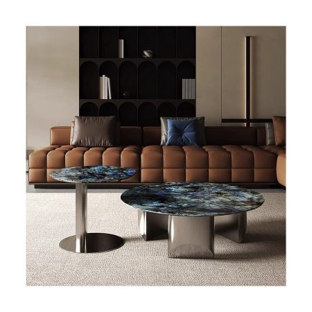 Bàn Trà Hiện Đại Đá Marble Khung Thép Sang Trọng