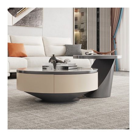 Bàn Trà Hiện Đại Đá Slate Khung Inox Có Ngăn Kéo
