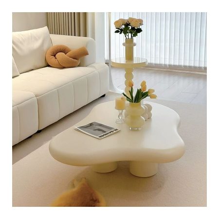 Bàn Trà Hiện Đại Gỗ Công Nghiệp Màu Trắng Kem