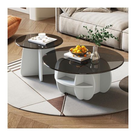Bàn Trà Hiện Đại Gỗ Óc Chó Kính Cho Phòng Khách