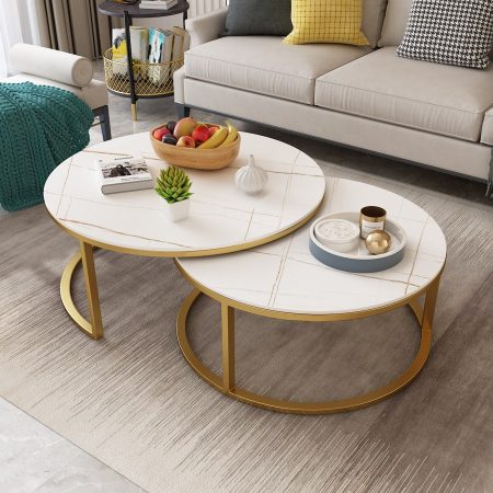 Bàn Trà Hiện Đại Gỗ Tự Nhiên Khung Kim Loại