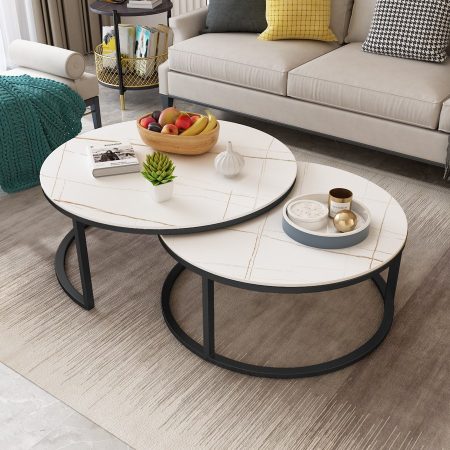 Bàn Trà Hiện Đại Gỗ Tự Nhiên Khung Kim Loại