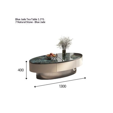 Bàn Trà Hiện Đại Khung Thép Không Gỉ Hình Oval Có Ngăn Chứa