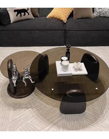 Bàn Trà Hiện Đại Kính Cường Lực Chân Gỗ Bền Bỉ