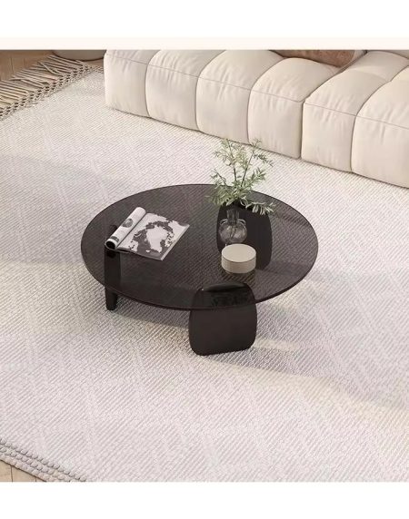 Bàn Trà Hiện Đại Kính Cường Lực Chân Gỗ Bền Bỉ