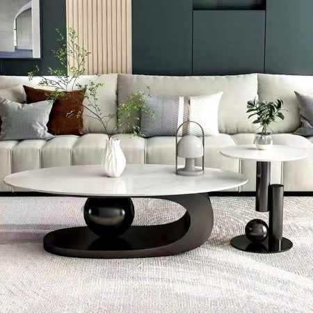 Bàn Trà Hình Oval Bằng Đá Sang Trọng, Thiết Kế Hiện Đại
