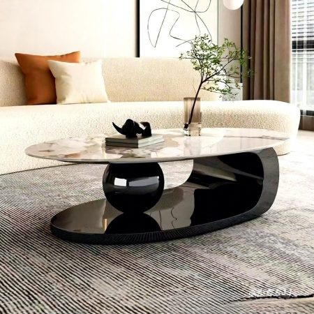 Bàn Trà Hình Oval Bằng Đá Sang Trọng, Thiết Kế Hiện Đại