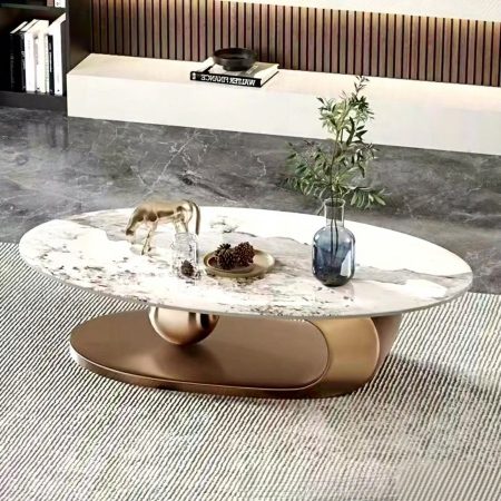 Bàn Trà Hình Oval Bằng Đá Sang Trọng, Thiết Kế Hiện Đại
